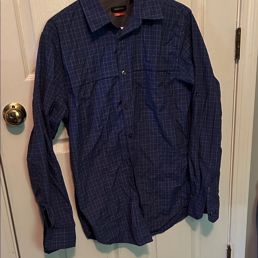 Van Heusen Men's Blue Plaid Casual Shirt
